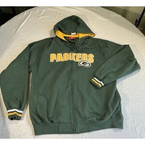 Vintage Green Bay Packers Hoodie Men's Large NFL Football Full Zip Unisex Retro